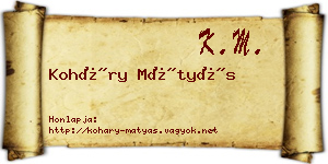 Koháry Mátyás névjegykártya