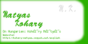 matyas kohary business card